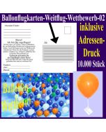Ballonflugkarten für den Ballonflug-Wettbewerb mit Adressendruck, 10000 Stück
