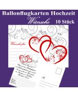 Ballonflugkarten Hochzeit - Wünsche für das Hochzeitspaar - 10 Stück