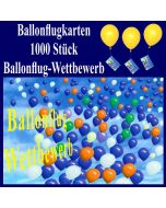 Ballonflugkarten, Ballonflug-Wettbewerb, Weitflug-Ballonkarten, Ballonmassenstart Postkarten, Karten für Luftballons, 1000 Stück