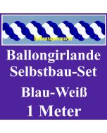 Girlande aus Luftballons, Ballongirlande Selbstbau-Set, Blau-Weiß, 1 Meter