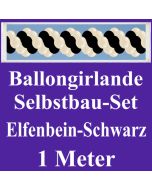 Girlande aus Luftballons, Ballongirlande Selbstbau-Set, Elfenbein-Schwarz, 1 Meter