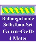 Girlande aus Luftballons, Ballongirlande Selbstbau-Set, Grün-Gelb, 4 Meter