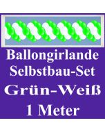 Girlande aus Luftballons, Ballongirlande Selbstbau-Set, Grün-Weiß, 1 Meter