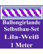 Girlande aus Luftballons, Ballongirlande Selbstbau-Set, Lila-Weiß, 1 Meter