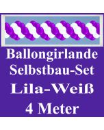 Girlande aus Luftballons, Ballongirlande Selbstbau-Set, Lila-Weiß, 4 Meter