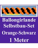 Girlande aus Luftballons, Ballongirlande Selbstbau-Set, Orange-Schwarz, 1 Meter