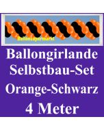 Girlande aus Luftballons, Ballongirlande Selbstbau-Set, Orange-Schwarz, 4 Meter