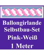 Girlande aus Luftballons, Ballongirlande Selbstbau-Set, Pink-Weiß, 1 Meter