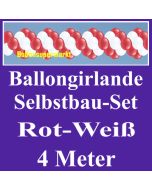 Girlande aus Luftballons, Ballongirlande Selbstbau-Set, Rot-Weiß, 4 Meter