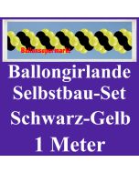 Girlande aus Luftballons, Ballongirlande Selbstbau-Set, Schwarz-Gelb, 1 Meter