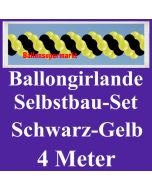 Girlande aus Luftballons, Ballongirlande Selbstbau-Set, Schwarz-Gelb, 4 Meter