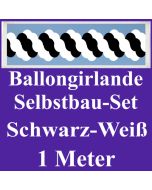 Girlande aus Luftballons, Ballongirlande Selbstbau-Set, Schwarz-Weiß, 1 Meter