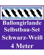 Girlande aus Luftballons, Ballongirlande Selbstbau-Set, Schwarz-Weiß, 4 Meter