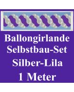 Girlande aus Luftballons, Ballongirlande Selbstbau-Set, Silber-Lila, 1 Meter