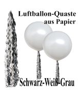 Ballonquaste aus Papier Schwarz, Weiß, Grau