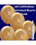 Ballons-Helium-Maxi-Set-100-goldene-Luftballons-Verschlungene-Herzen-zur-Hochzeit