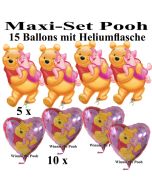 Ballons Helium Set Maxi Winnie the Pooh, Pu Bär, Kindergeburtstag