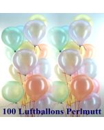 Ballons und Helium Set, 100 Luftballons Perlmutt mit der 10 Liter Helium-Ballongasflasche
