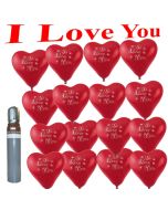 Ballons Helium Set Mini, 20 rote Herzluftballons I Love You