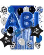 Dekorations-Set mit Ballons zum Abitur 2022 in Blau und Schwarz, 33 Teile