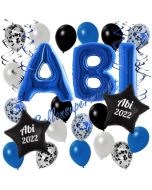 Dekorations-Set mit Ballons zum Abitur 2022 in Blau, 35 Teile