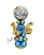 LED Ballondeko zum 16. Geburtstag in Blau und Gold