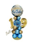 LED Ballondeko zum 19. Geburtstag in Blau und Gold