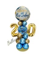 LED Ballondeko zum 20. Geburtstag in Blau und Gold