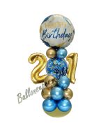 LED Ballondeko zum 21. Geburtstag in Blau und Gold