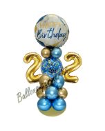 LED Ballondeko zum 22. Geburtstag in Blau und Gold