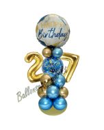 LED Ballondeko zum 27. Geburtstag in Blau und Gold