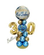 LED Ballondeko zum 30. Geburtstag in Blau und Gold