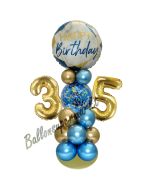 LED Ballondeko zum 35. Geburtstag in Blau und Gold