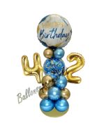 LED Ballondeko zum 42. Geburtstag in Blau und Gold