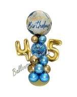 LED Ballondeko zum 45. Geburtstag in Blau und Gold