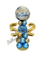 LED Ballondeko zum 52. Geburtstag in Blau und Gold