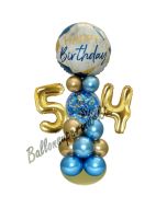 LED Ballondeko zum 54. Geburtstag in Blau und Gold