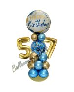 LED Ballondeko zum 57. Geburtstag in Blau und Gold