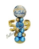 LED Ballondeko zum 59. Geburtstag in Blau und Gold