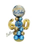 LED Ballondeko zum 60. Geburtstag in Blau und Gold