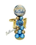 LED Ballondeko zum 71. Geburtstag in Blau und Gold