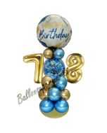 LED Ballondeko zum 78. Geburtstag in Blau und Gold