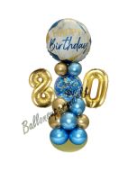 LED Ballondeko zum 80. Geburtstag in Blau und Gold