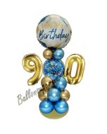 LED Ballondeko zum 90. Geburtstag in Blau und Gold