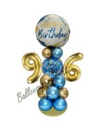 LED Ballondeko zum 96. Geburtstag in Blau und Gold