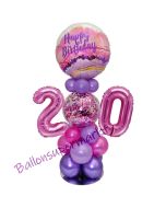 LED Ballondeko zum 20. Geburtstag in Pink und Lila