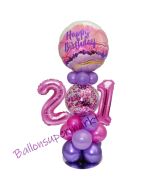 LED Ballondeko zum 21. Geburtstag in Pink und Lila
