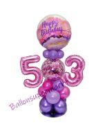 LED Ballondeko zum 53. Geburtstag in Pink und Lila