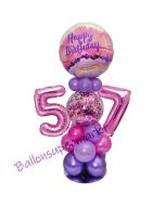 LED Ballondeko zum 57. Geburtstag in Pink und Lila