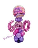 LED Ballondeko zum 60. Geburtstag in Pink und Lila